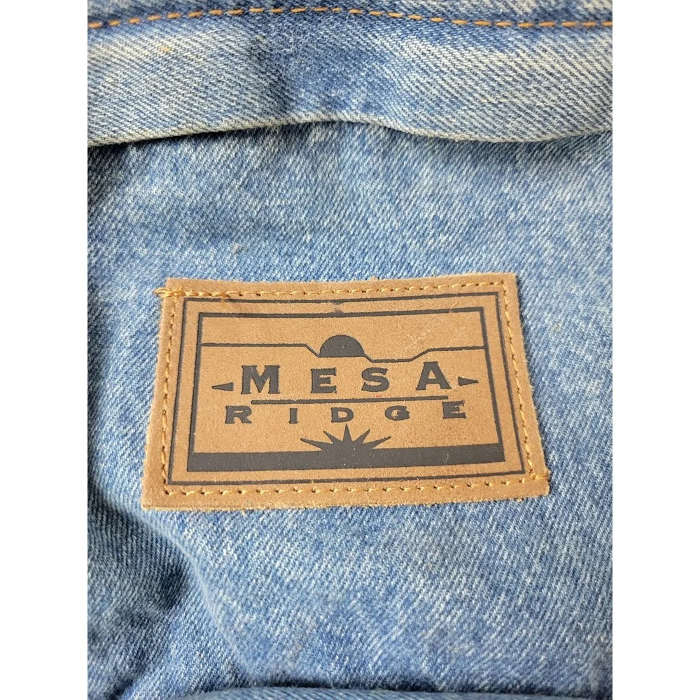 Mesa Ridge Vintage Denim Backpack Leather Base Blue Medium Wash Western‎ Daypack
